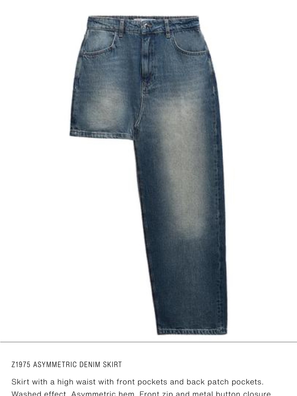 Zara Women’s Denim Assymetric Skirt Size Large Mini Midi Half Streetwear
